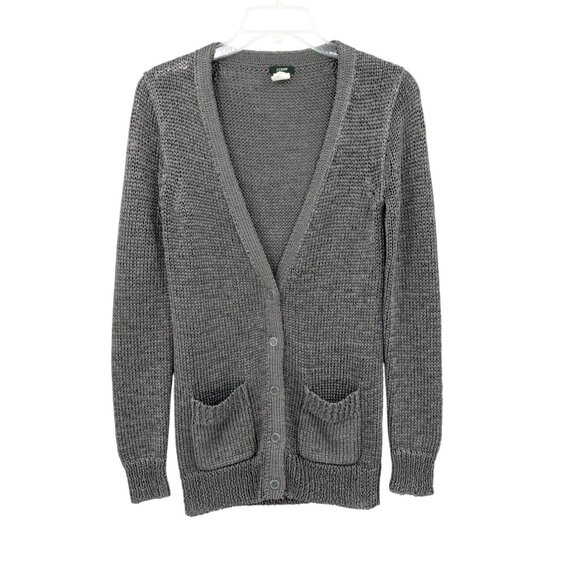 J.Crew Metallic Open Knit Cardigan Women Size S Button Up Pockets Capsule Preppy - Picture 1 of 9